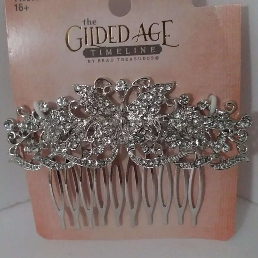 Silver Crystal Butterfly Hair Comb